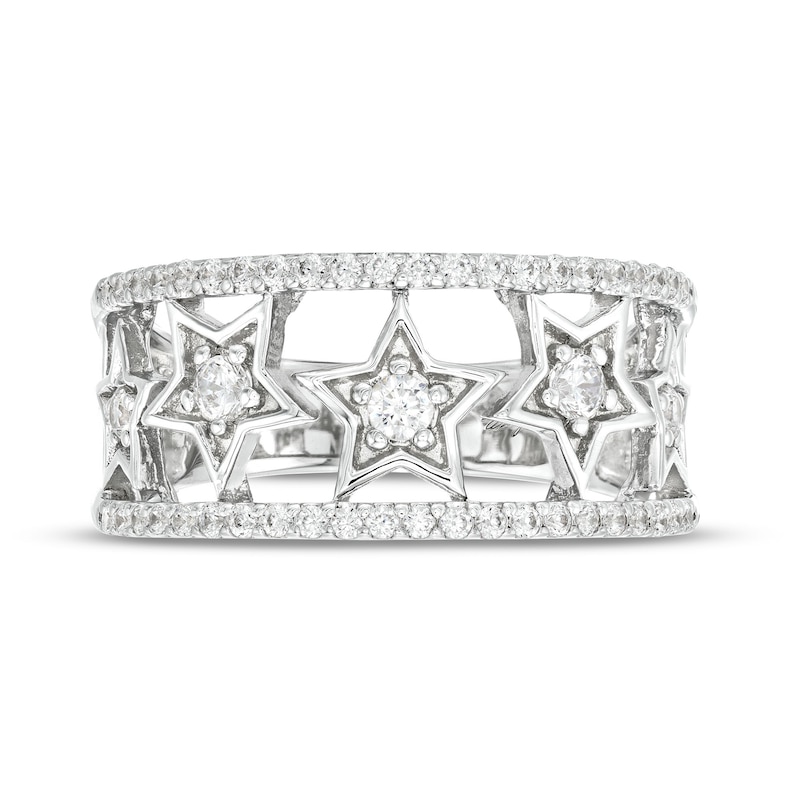 Main Image 4 of Marilyn Monroe™ Collection 1/2 CT. T.W. Diamond Open Shank Stars Ring in Sterling Silver