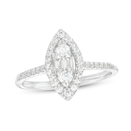 Marilyn Monroe™ Collection 1/3 CT. T.W. Marquise Multi-Diamond Frame Ring in 10K White Gold