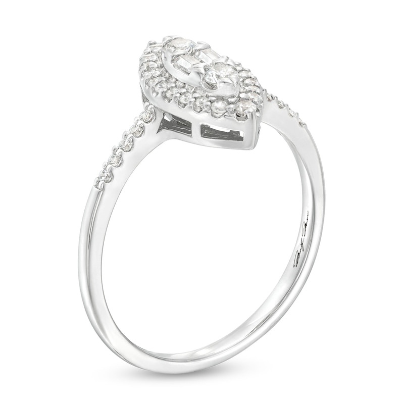 Main Image 3 of Marilyn Monroe™ Collection 1/3 CT. T.W. Marquise Multi-Diamond Frame Ring in 10K White Gold