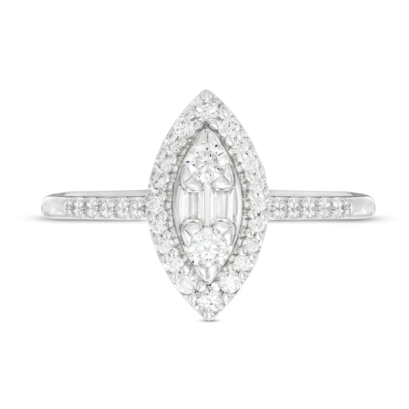 Main Image 4 of Marilyn Monroe™ Collection 1/3 CT. T.W. Marquise Multi-Diamond Frame Ring in 10K White Gold