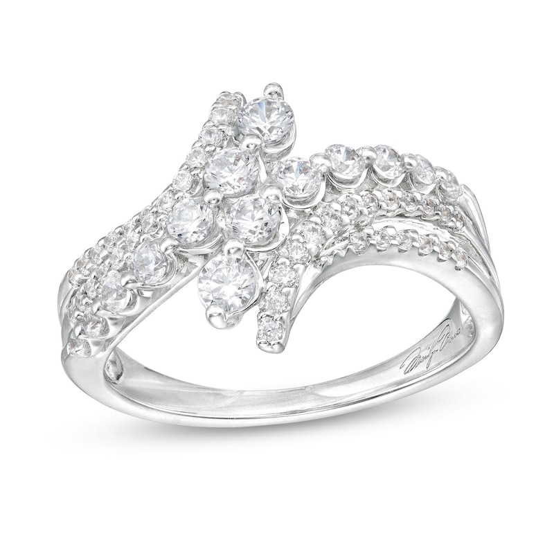 Main Image 1 of Marilyn Monroe™ Collection 3/4 CT. T.W. Journey Diamond Double Row Bypass Ring in 10K White Gold
