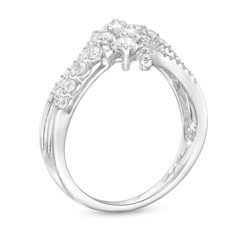Main Image 3 of Marilyn Monroe™ Collection 3/4 CT. T.W. Journey Diamond Double Row Bypass Ring in 10K White Gold