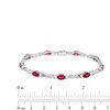 Thumbnail Image 4 of Oval Lab-Created Ruby and White Lab-Created Sapphire Alternating Infinity Line Bracelet in Sterling Silver - 7.25&quot;