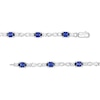 Thumbnail Image 3 of Oval Blue and White Lab-Created Sapphire Alternating Infinity Line Bracelet in Sterling Silver - 7.25"
