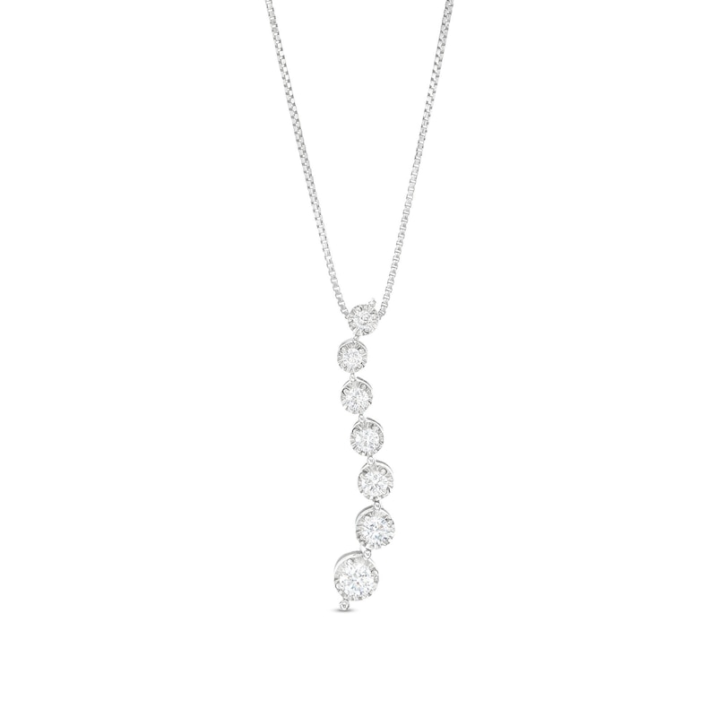 Main Image 1 of Marilyn Monroe™ Collection 1/4 CT. T.W. Journey Diamond Wave Pendant in 10K White Gold