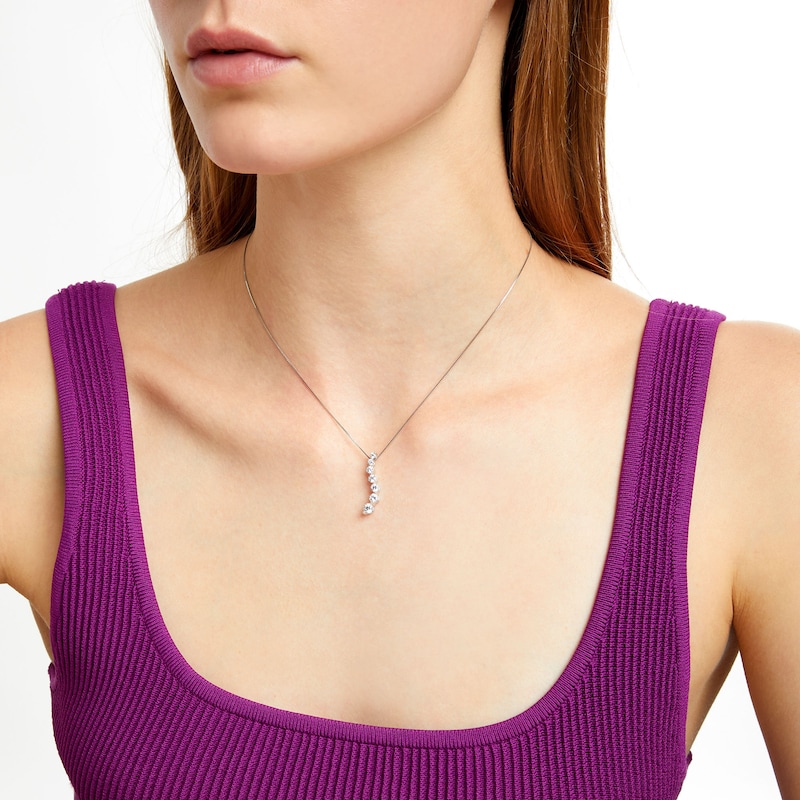 Main Image 2 of Marilyn Monroe™ Collection 3/4 CT. T.W. Journey Diamond Wave Pendant in 10K White Gold