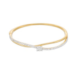 1 CT. T.W. Multi-Diamond Orbit Bangle in 10K Gold - 7.11"