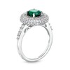 Thumbnail Image 3 of Oval Lab-Created Emerald and White Lab-Created Sapphire Layered Frame Ring in Sterling Silver