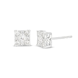 1/2 CT. T.W. Princess Multi-Diamond Stud Earrings in 10K White Gold