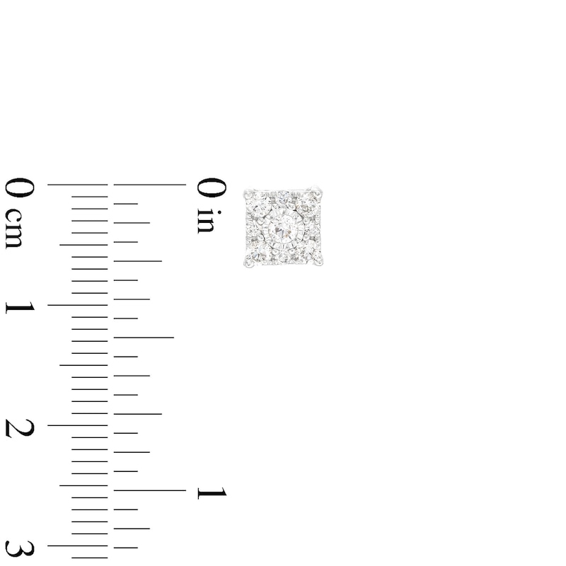 Main Image 3 of 1/2 CT. T.W. Princess Multi-Diamond Stud Earrings in 10K White Gold