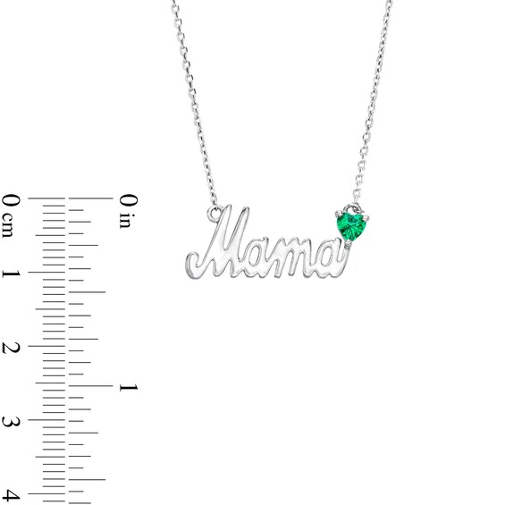 Heart-Shaped Lab-Created Emerald "Mama" Necklace in Sterling Silver
