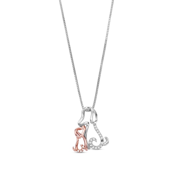 1/15 CT. T.w. Diamond Motherly Love Dog Pendant in Sterling Silver and 10K Rose Gold