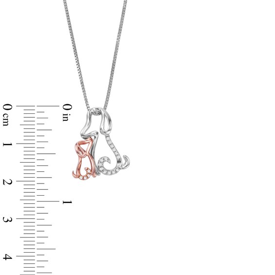 1/15 CT. T.w. Diamond Motherly Love Dog Pendant in Sterling Silver and 10K Rose Gold