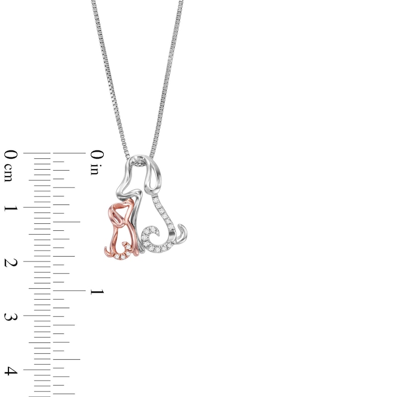 Main Image 3 of 1/15 CT. T.W. Diamond Motherly Love Dog Pendant in Sterling Silver and 10K Rose Gold