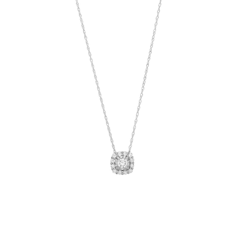 Main Image 1 of 1/4 CT. T.W. Diamond Cushion Frame Pendant in 10K White Gold
