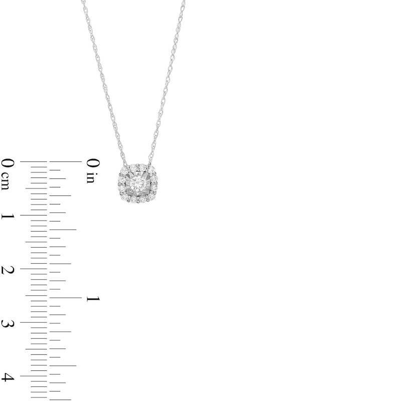 Main Image 3 of 1/4 CT. T.W. Diamond Cushion Frame Pendant in 10K White Gold