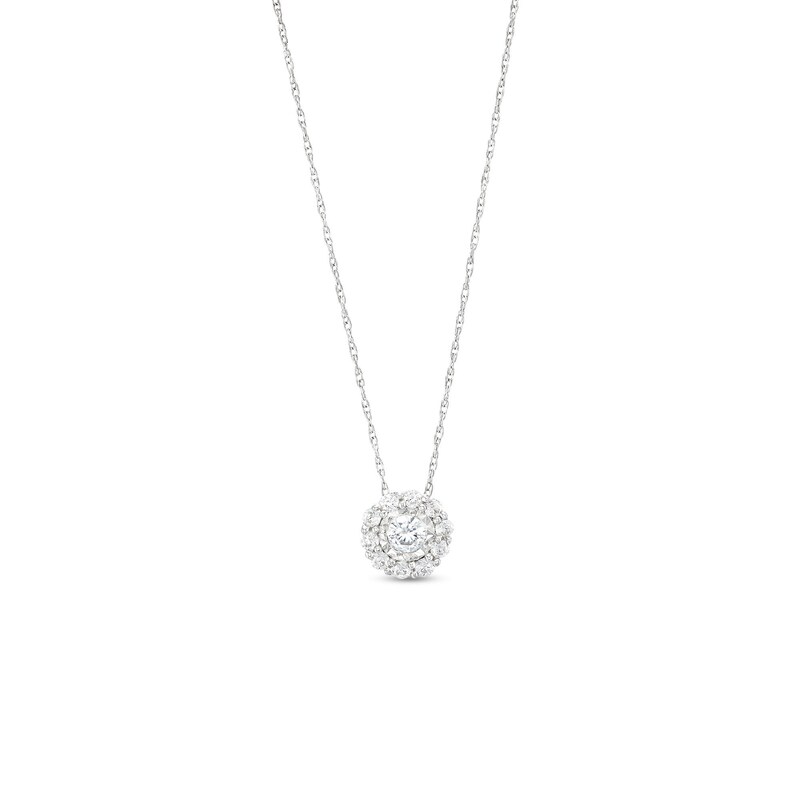 Main Image 1 of 1/4 CT. T.W. Diamond Halo Frame Pendant in 10K White Gold