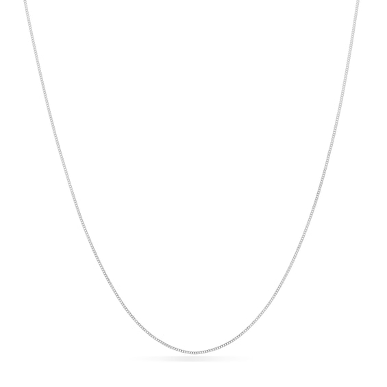 Child's Adjustable 0.7mm Curb Chain Necklace in Solid 14K White Gold - 15"