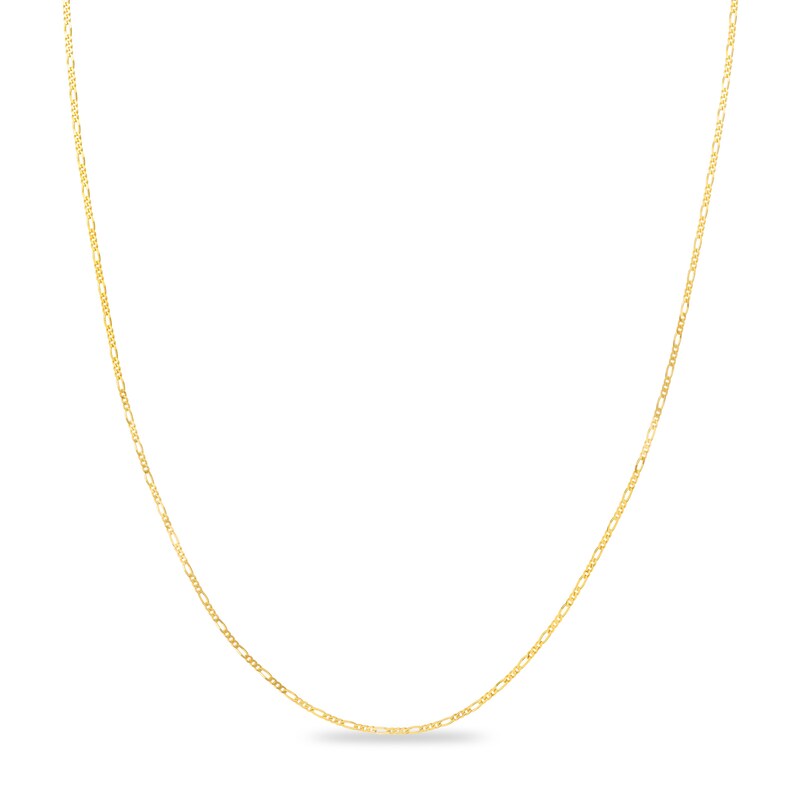 Child's Adjustable 1.28mm Solid Figaro Chain Necklace in 14K Gold - 15"
