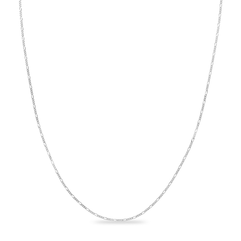 Main Image 1 of Child's Adjustable 1.28mm Figaro Chain Necklace in Solid 14K White Gold - 15"