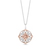 Thumbnail Image 0 of Enchanted Disney Belle 1/5 CT. T.W. Diamond Ornate Medallion Pendant in Sterling Silver and 10K Rose Gold