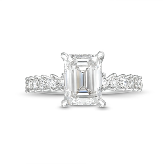 Vera Wang Love Collection 2-1/3 CT. T.w. Emerald-Cut Certified Lab-Grown Diamond Engagement Ring in 14K White Gold (F/Vs2)