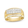 Thumbnail Image 1 of 1 CT. T.W. Diamond Raised Double Row Greek Key Ring in 10K Gold