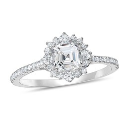 1-1/4 CT. T.W. Asscher-Cut Diamond Ornate Frame Engagement Ring in 14K White Gold