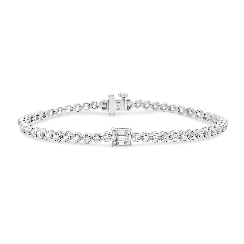 Main Image 1 of 2-1/2 CT. T.W. Princess Multi-Diamond Tennis-Style Bracelet in 10K White Gold