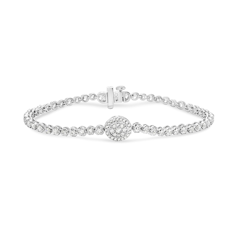 Main Image 1 of 2-1/2 CT. T.W. Multi-Diamond Frame Tennis-Style Bracelet in 10K White Gold