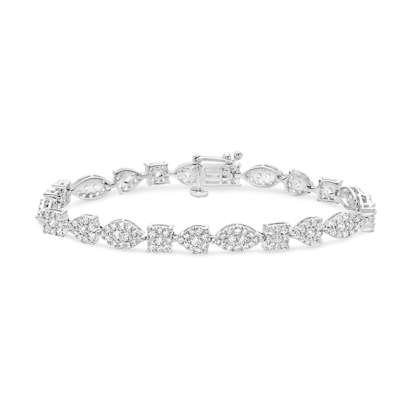 3 CT. T.W. Multi-Diamond Alternating Shapes Bracelet in 10K White Gold ...