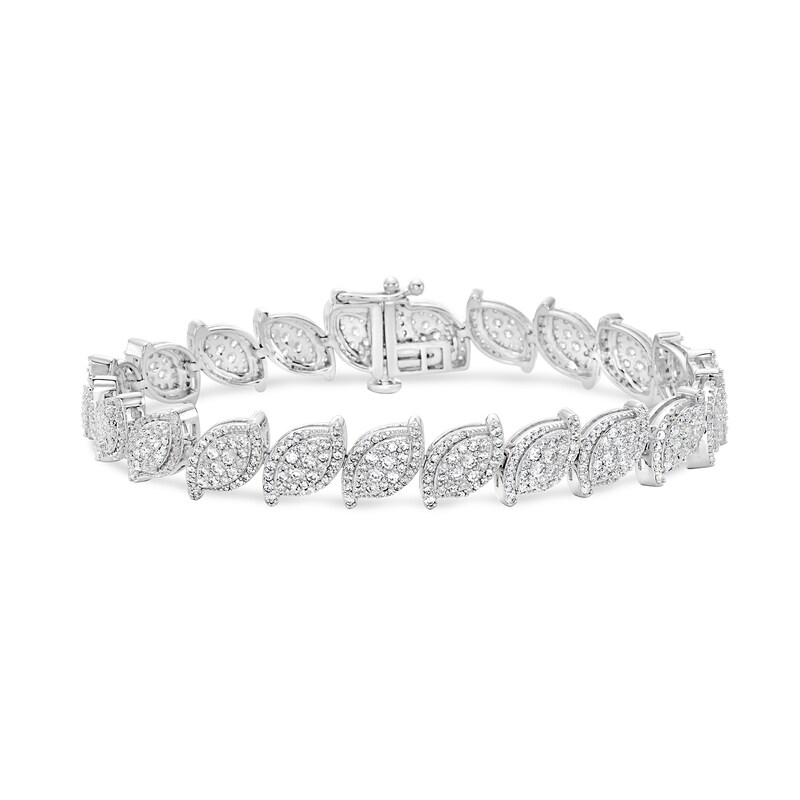 Main Image 1 of 3 CT. T.W. Marquise Multi-Diamond Vintage-Style Line Bracelet in 10K White Gold