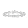 Thumbnail Image 1 of 5 CT. T.W. Emerald and Round Multi-Diamond Alternating Bracelet in 10K White Gold