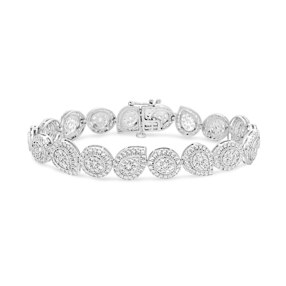 5 CT. T.w. Pear and Round Multi-Diamond Frame Alternating Bracelet in 10K White Gold