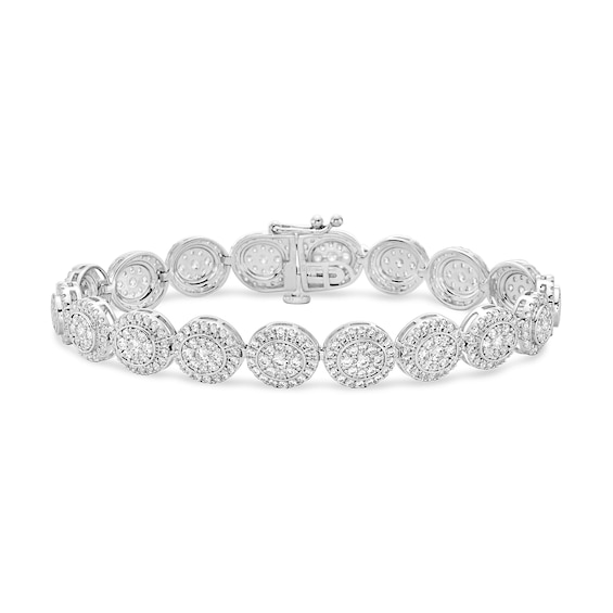 5 CT. T.w. Round Multi-Diamond Frame Line Bracelet in 10K White Gold