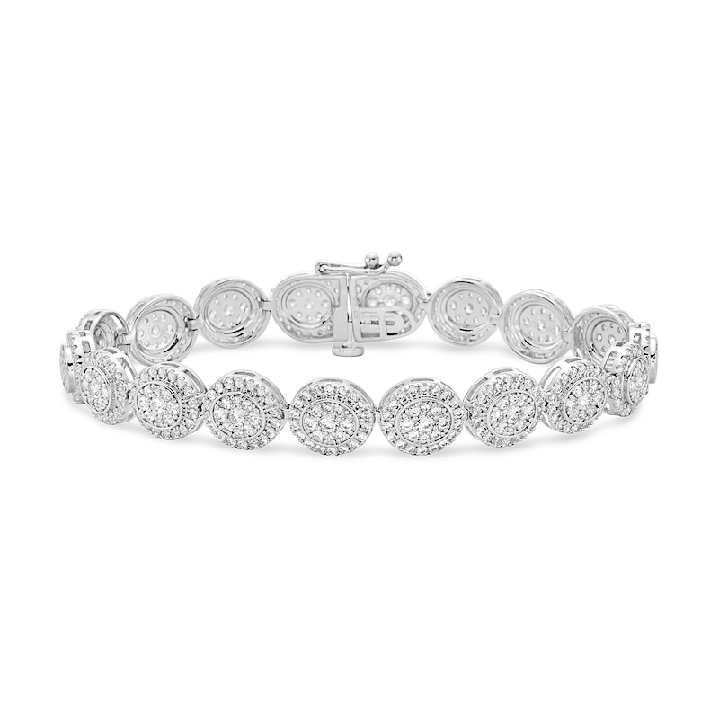 Main Image 1 of 5 CT. T.W. Round Multi-Diamond Frame Line Bracelet in 10K White Gold