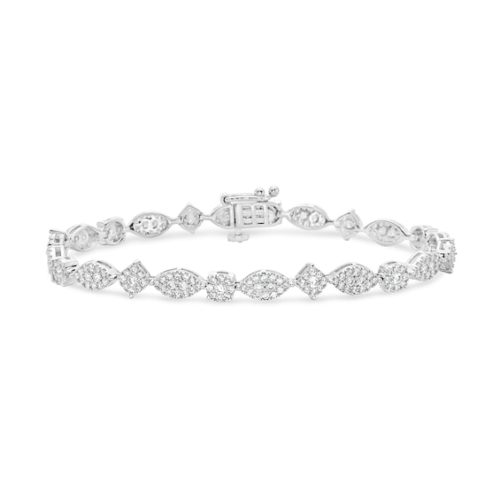 3 CT. T.w. Multi-Diamond Alternating Shapes Bracelet in 10K White Gold
