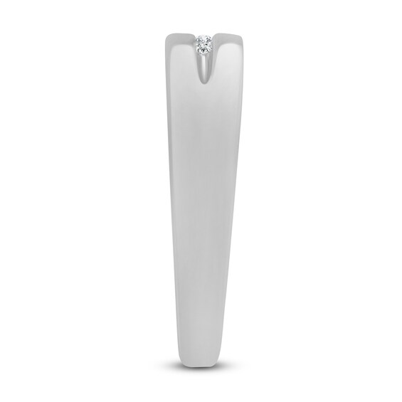 1/20 CT. T.w. Diamond Center Groove Wedding Band in 10K White Gold