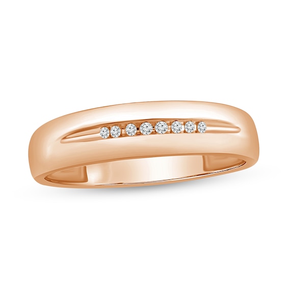 1/20 CT. T.w. Diamond Center Groove Wedding Band in 10K Rose Gold