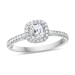 1 CT. T.W. Asscher-Cut Diamond Edge Engagement Ring in 14K White Gold