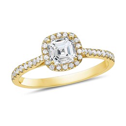 1 CT. T.W. Asscher-Cut Diamond Frame Engagement Ring in 14K Gold