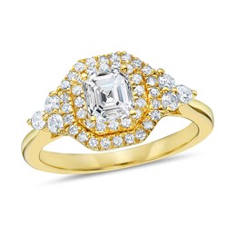 1-1/4 CT. T.W. Asscher-Cut Diamond Double Frame Tri-Sides Engagement Ring in 14K Gold