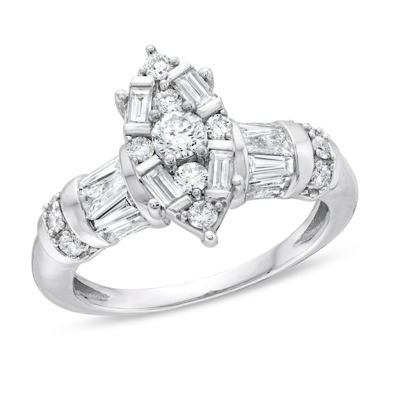 1 CT. T.w. Marquise Multi-Diamond Engagement Ring in 14K White Gold