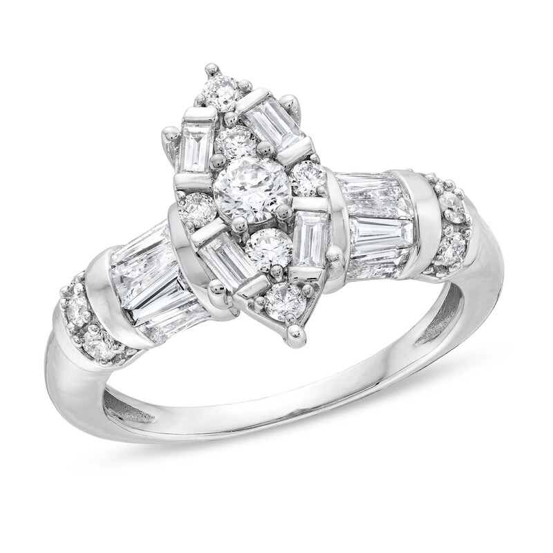Main Image 1 of 1 CT. T.W. Marquise Multi-Diamond Engagement Ring in 14K White Gold