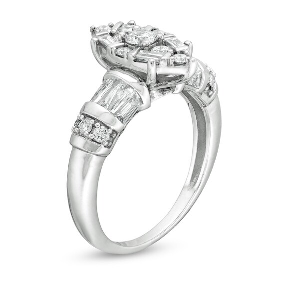 1 CT. T.w. Marquise Multi-Diamond Engagement Ring in 14K White Gold