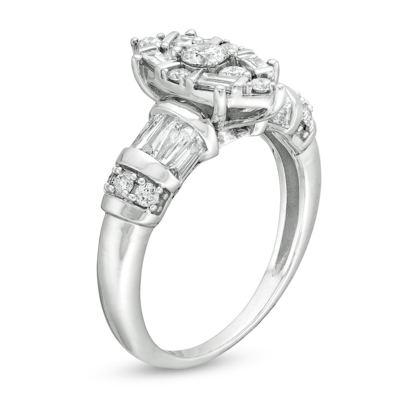 Main Image 3 of 1 CT. T.W. Marquise Multi-Diamond Engagement Ring in 14K White Gold
