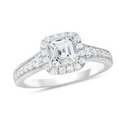 1-1/2 CT. T.W. Asscher-Cut Diamond Frame Engagement Ring in 14K White Gold