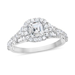 1-1/2 CT. T.W. Asscher-Cut Diamond Frame Vintage-Style Engagement Ring in 14K White Gold