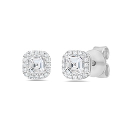 1/2 CT. T.W. Asscher-Cut Diamond Frame Stud Earrings in 14K White Gold