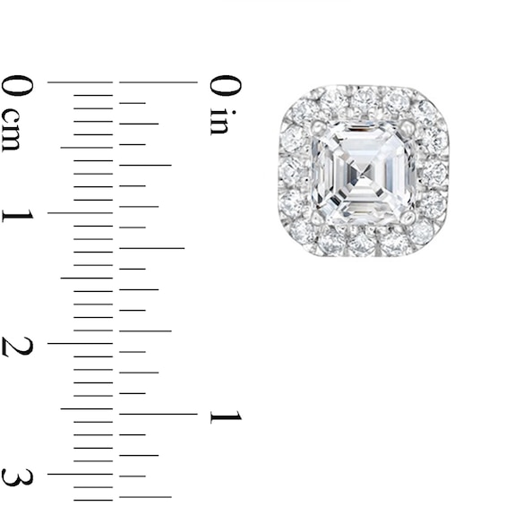1/2 CT. T.w. Asscher-Cut Diamond Frame Stud Earrings in 14K White Gold